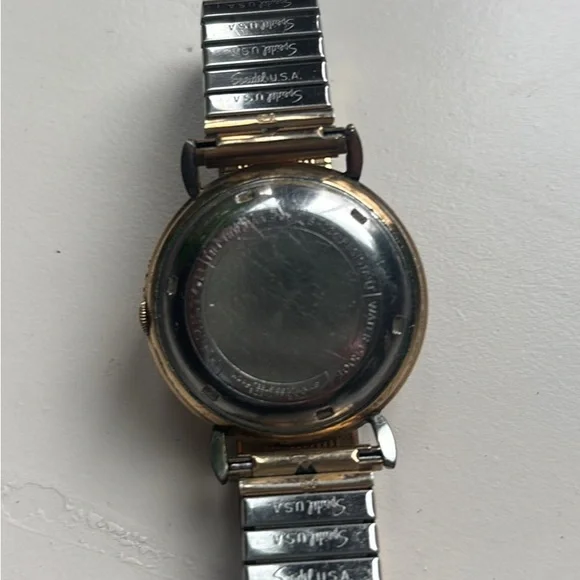 Vintage mens Hamilton Gold-Tone Watch with Black Dial - Picture 3 of 4